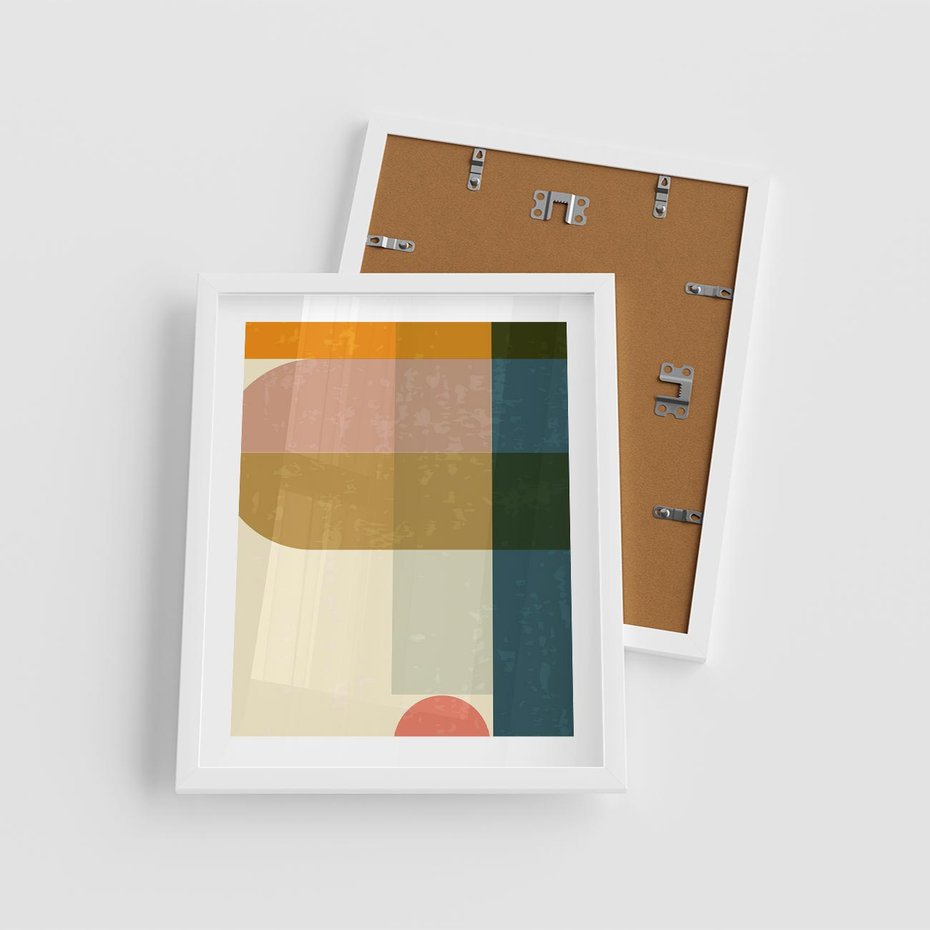 Plakat w ramie 40x50 - Geometryczna Grafika na Plakacie - geometryczna nowoczesna grafika, minimalizm - rama biała