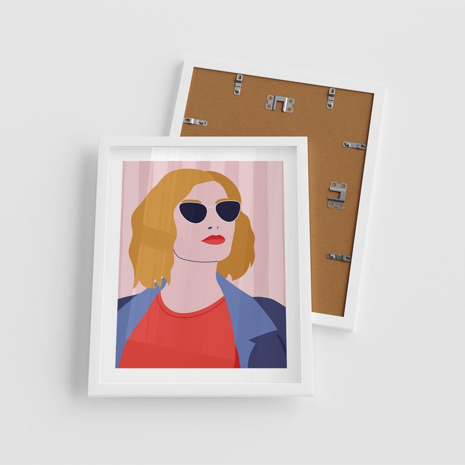 Plakat w ramie 40x50 - Kobieca Ekspresja - nowoczesny plakat, styl retro - rama biała