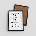 Plakat w ramie 30x40 - Nocne Zawirowania - abstrakcyjny plakat, czarne kropki i kreski - rama czarna