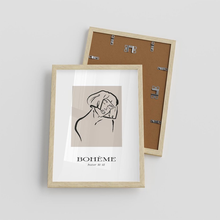 Plakat w ramie 30x40 - Echa Nieznanych Konturów - boho plakat, typografia - rama drewno