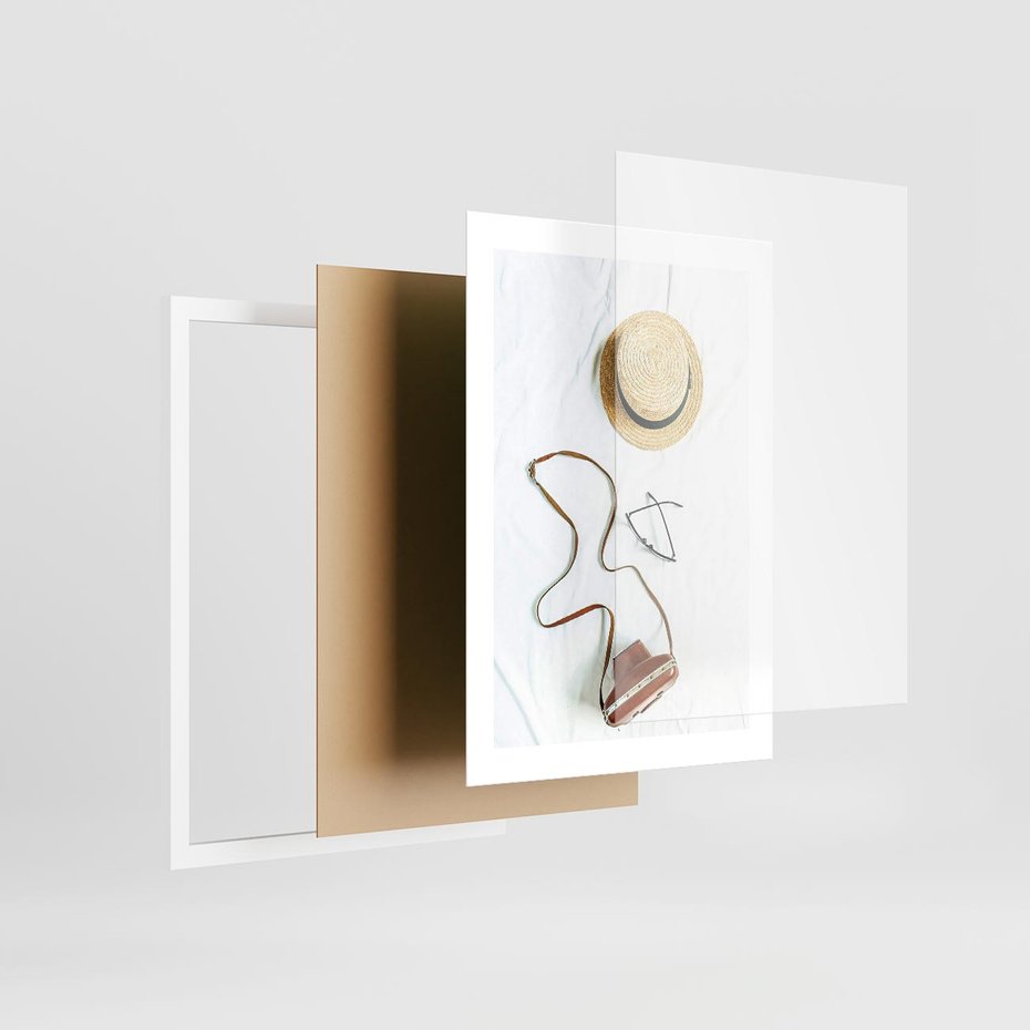 Plakat w ramie 30x40 - Artystyczna Dusza - boho kompozycja, kapelusz słomkowy - rama biała