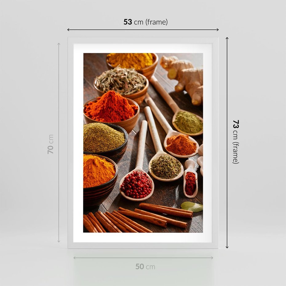 Plakat w ramie 50x70 - Smakowite Aromaty - przyprawy, kuchnia - rama biała