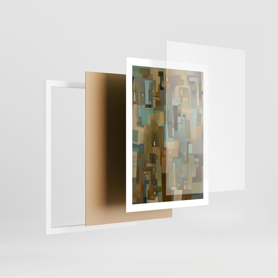 Plakat w ramie 50x70 - Kolorowe Wyobrażenia - abstrakcyjny obraz, mnogość kolorów - rama biała