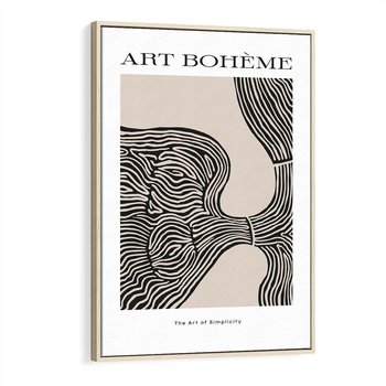 Obraz w ramie 70x100 - Wewnętrzne Zagadki Kształtów - sztuka minimalizmu, biało czarna rycina - rama drewno