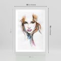 Plakat w ramie 50x70 - Abstrakcyjny portret kobiecy - grafika, kobieta - rama biała