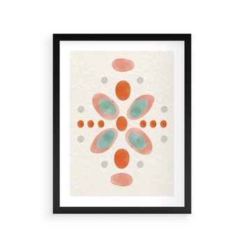 Plakat w ramie 40x50 - Symfonia Natury - abstrakcyjne plamy w odcieniach pomarańczowym, kropki plamki - rama czarna