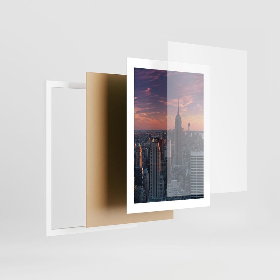 Plakat w ramie 30x40 - Nowy Jork - Błyskawice Manhattanu - Nowy Jork, Manhattan - rama biała