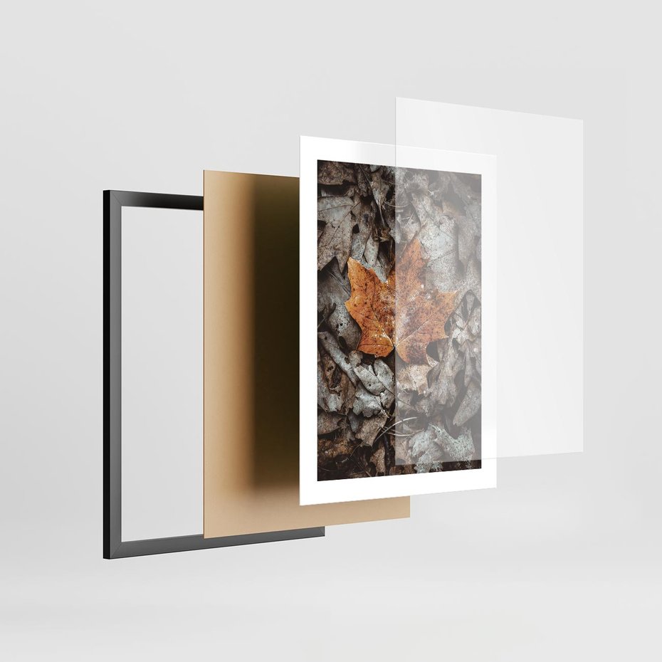 Plakat w ramie 30x40 - Jesienne Czarowanie - suchy liść, żółty - rama czarna