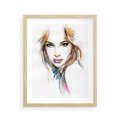 Plakat w ramie 40x50 - Abstrakcyjny portret kobiecy - grafika, kobieta - rama drewno