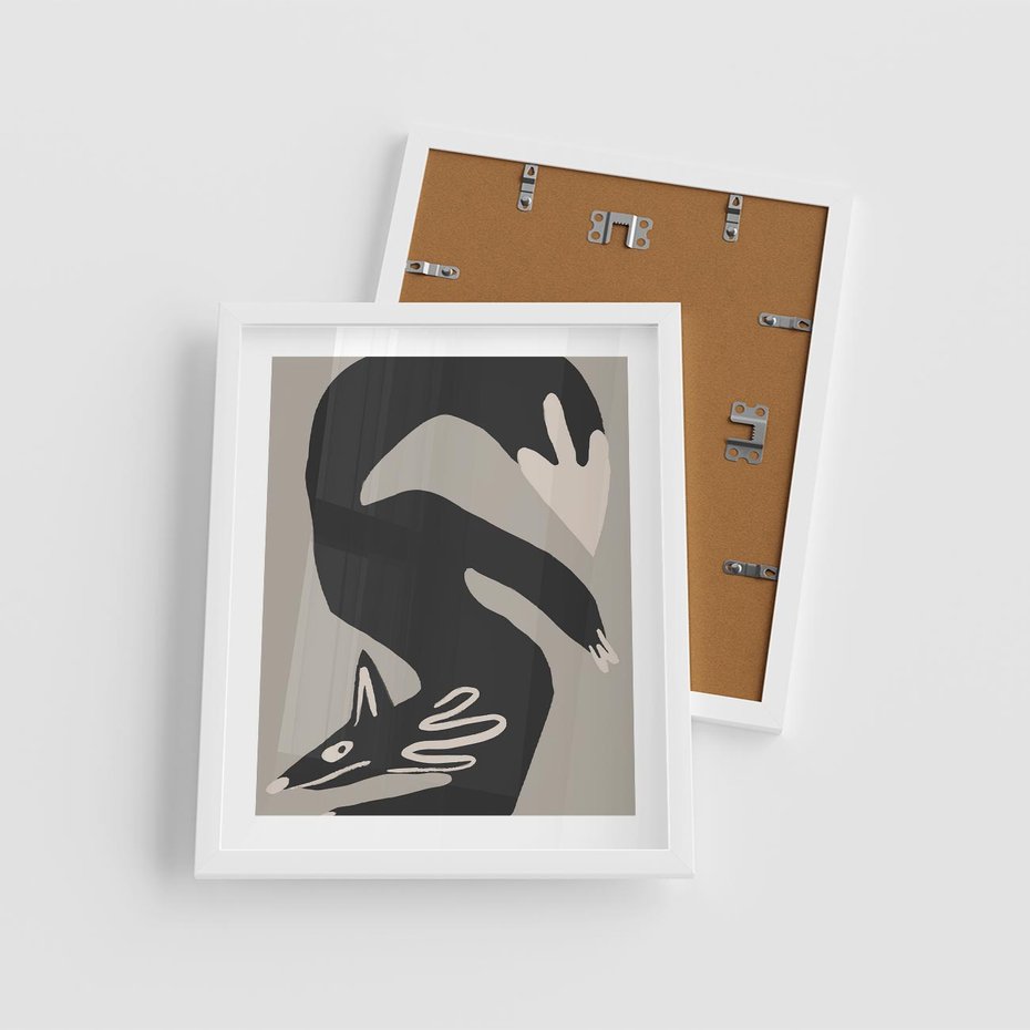 Plakat w ramie 40x50 - Ekspresja Skandynawskiego Światła - skandynawska sztuka, lis - rama biała
