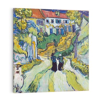 Obraz na płótnie 70x70 - "Schody w Auvers" (1890) Vincent van Gogh - Reprodukcja - reprodukcja, obraz na płótnie