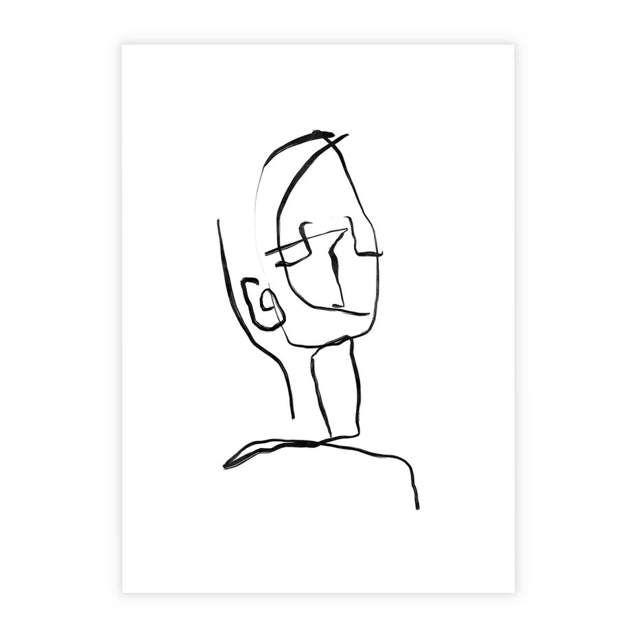 Plakat bez ramy 50x70 - Migotliwe Widzenia - szkic twarzy, minimalistyczny niewyraźny