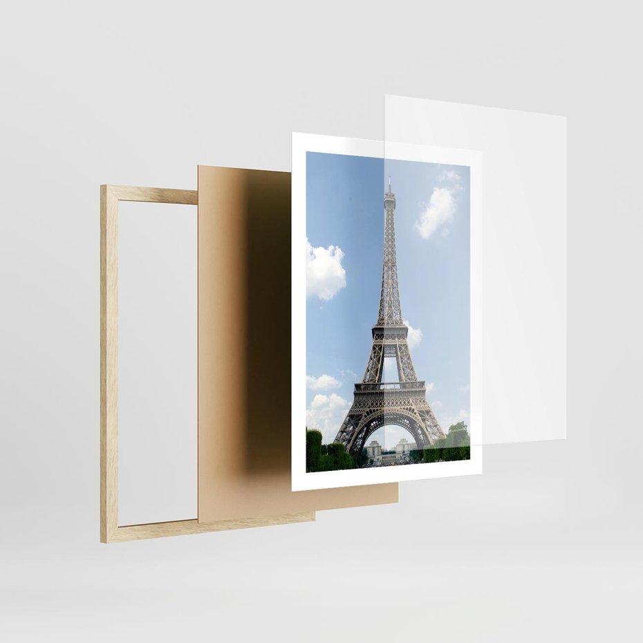 Plakat w ramie 50x70 - Paryż z wieżą Eiffla - Eiffla, Paryż - rama drewno