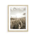 Plakat w ramie 30x40 - Łąka w Klimacie Sepii - suche trawy, łąka - rama drewno