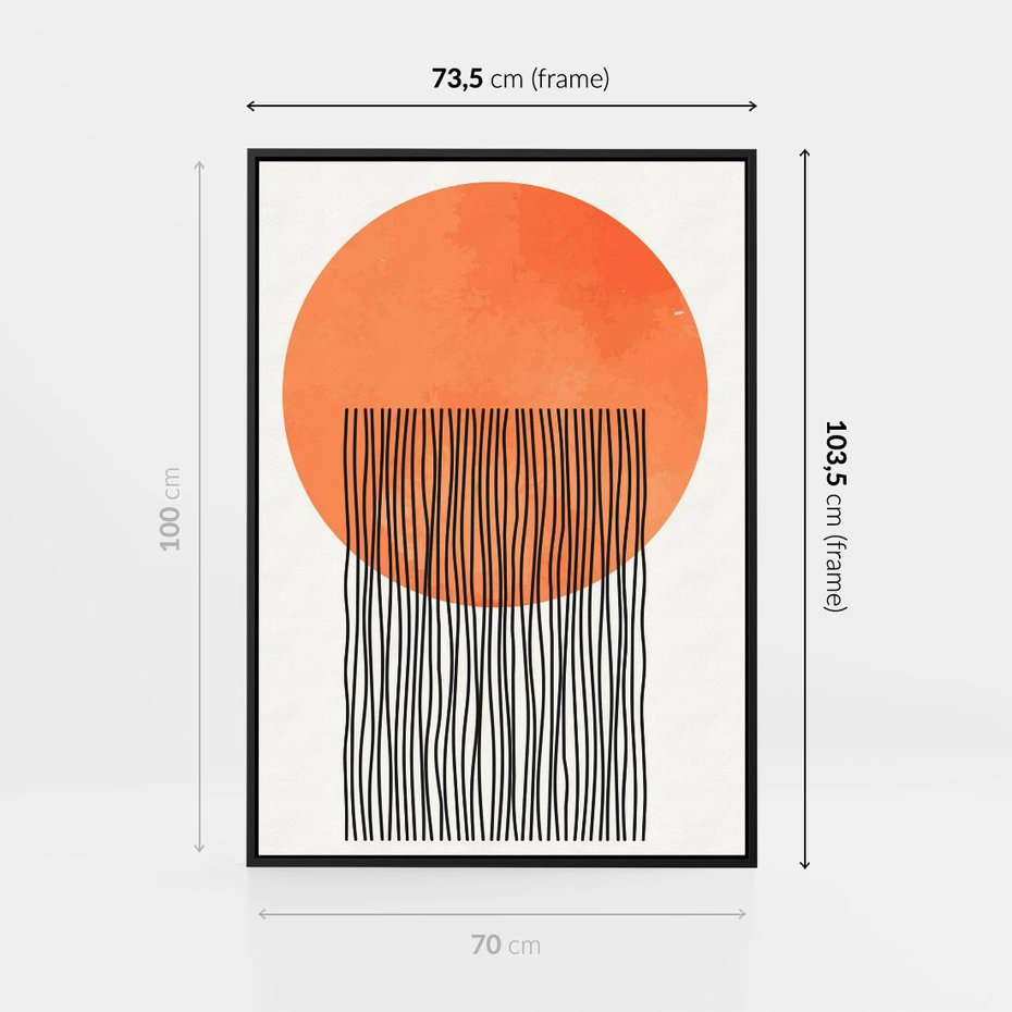 Obraz w ramie 70x100 - Echa Wyobraźni - koło, boho styl - rama czarna