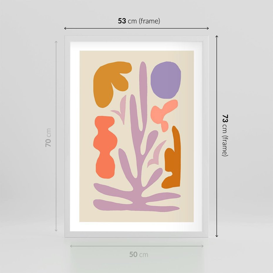 Plakat w ramie 50x70 - Przenikająca Harmonia - abstrakcyjny obraz, pastelowe kolory - rama biała