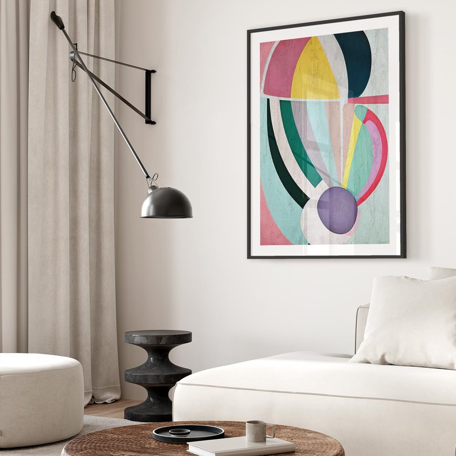 Plakat bez ramy 21x30 - Podróżne Echa Przestrzeni - abstrakcyjne dziwne kształty, olejny obraz