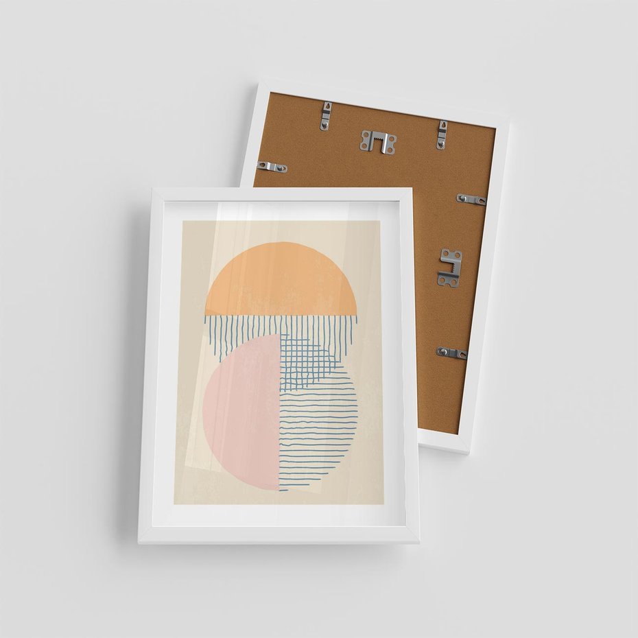 Plakat w ramie 30x40 - Migotliwe Wzory - geometryczne kształty, koła - rama biała