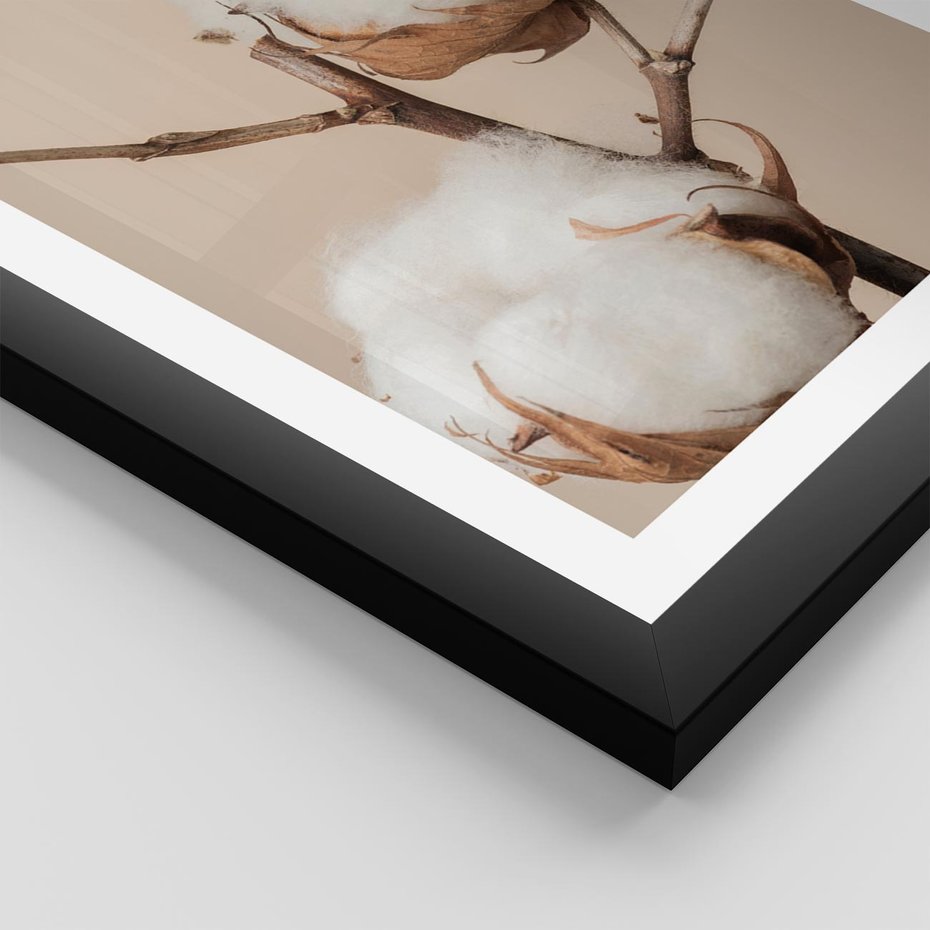 Plakat w ramie 30x40 - Bawełniana melancholia - bawełna, suche - rama czarna