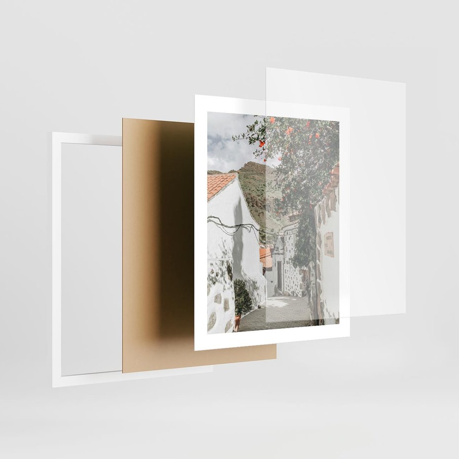 Plakat w ramie 40x50 - Południe Europy - śródziemnomorski krajobraz, uliczka we włoszech - rama biała