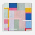 Obraz w ramie 80x80 - Rozbijające Granice Wyobraźni - abstrakcyjne geometryczne kształty, olejny obraz - rama biała
