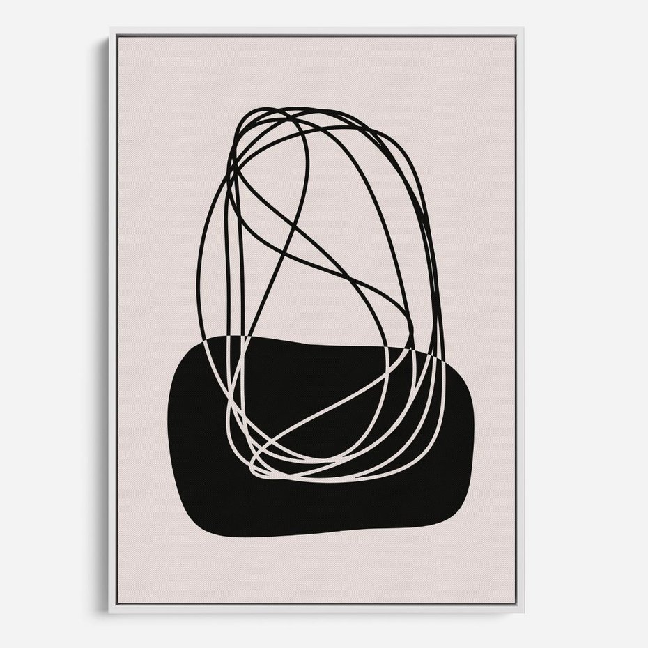 Obraz w ramie 80x120 - Linie Eksploracji - abstrakcyjne szkicowane linie, minimalizm - rama biała