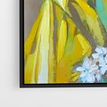 Obraz w ramie 50x70 - W Żółtej Sukience - olejny abstrakcyjny obraz, portret kobiety w żółtej sukience - rama czarna