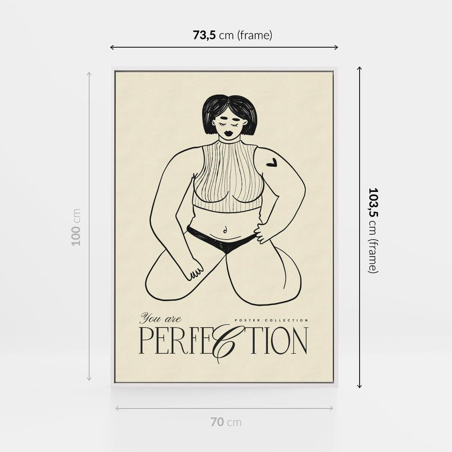 Obraz w ramie 70x100 - Refleksje Przejmujących Myśli - rysunek, plakat - rama biała