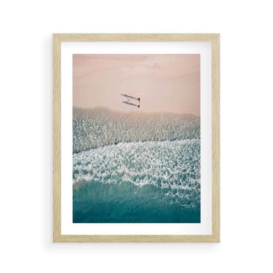 Plakat w ramie 40x50 - Turkusowe Uroki - niebieskie turkusowe morze, plaża - rama drewno