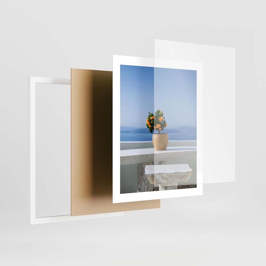 Plakat w ramie 40x50 - Uroki Santorini - Santorini, Grecja - rama biała