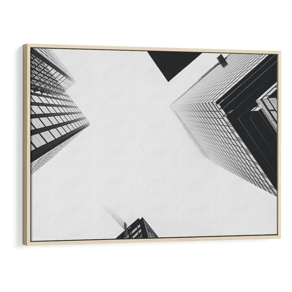 Obraz w ramie 120x80 - Nowoczesna Dynamika - perspektywa, wieżowce - rama drewno