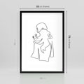 Plakat w ramie 50x70 - Zaklęte Linie - szkic kobiety, jedną linia - rama czarna