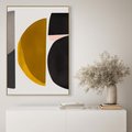 Obraz w ramie 50x70 - Tajemnice sztuki odkryte - geometryczne półkola, kształty - rama drewno