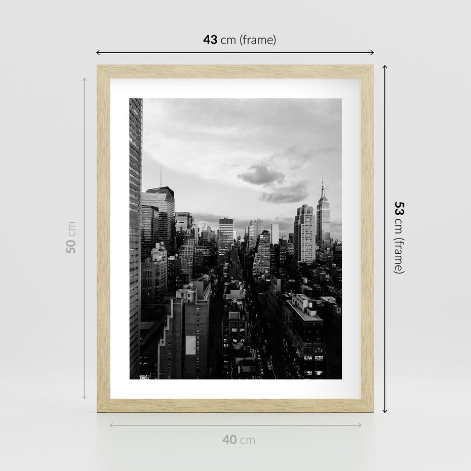Plakat w ramie 40x50 - Wibracje Miejskiego Życia - miasto, wieżowce - rama drewno