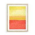 Plakat w ramie 50x70 - Rozmyte Odbicia - kolorowe akwarelowe pasy, odcienie żółci i czerwieni - rama drewno