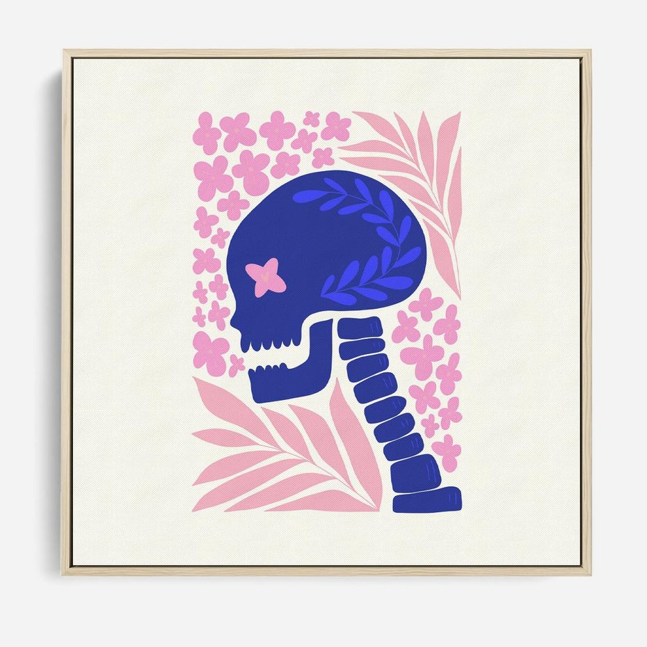 Obraz w ramie 50x50 - Żart z Czaszką - abstrakcja, sztuka nowoczesna - rama drewno