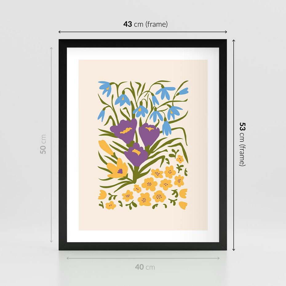 Plakat w ramie 40x50 - Kwiatowe Przenikanie - kwiaty, sztuka nowoczesna - rama czarna