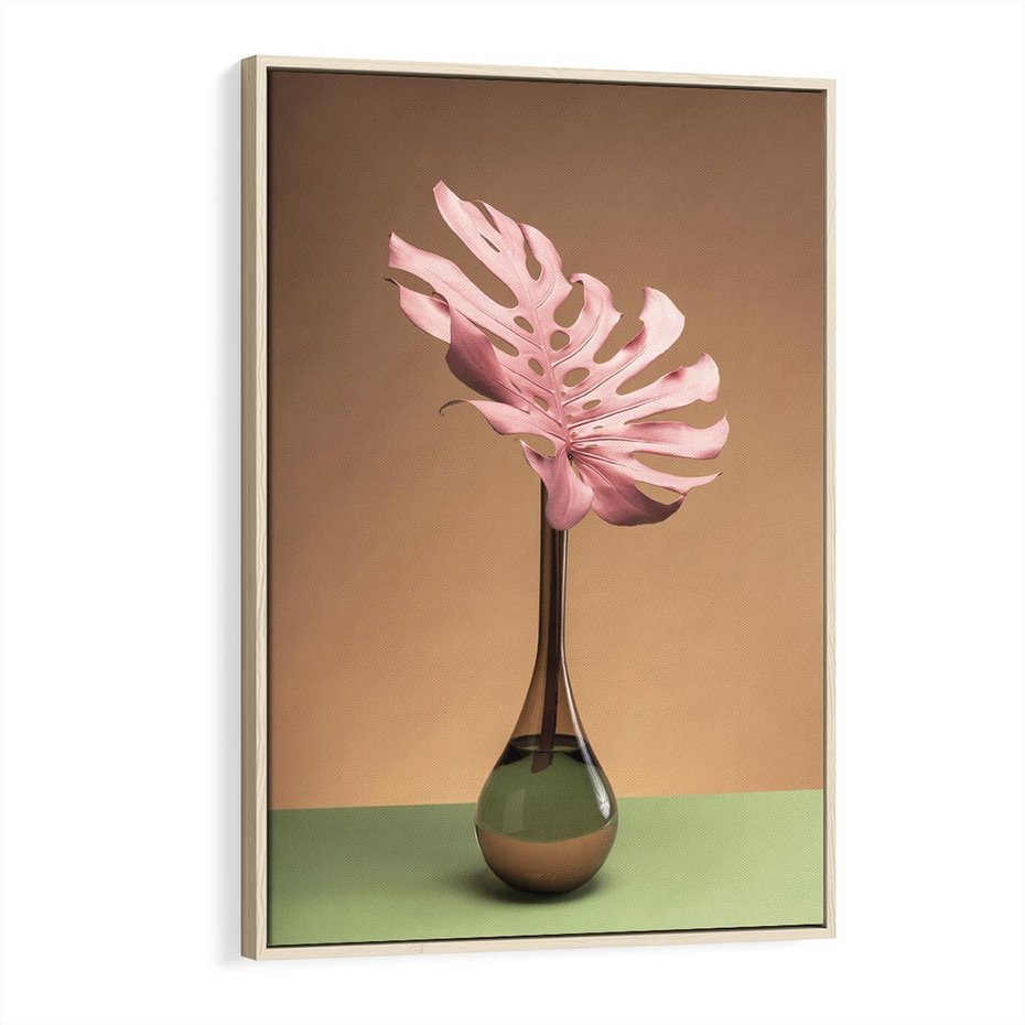 Obraz w ramie 80x120 - Wyjątkowy monstera - monstera, liść - rama drewno