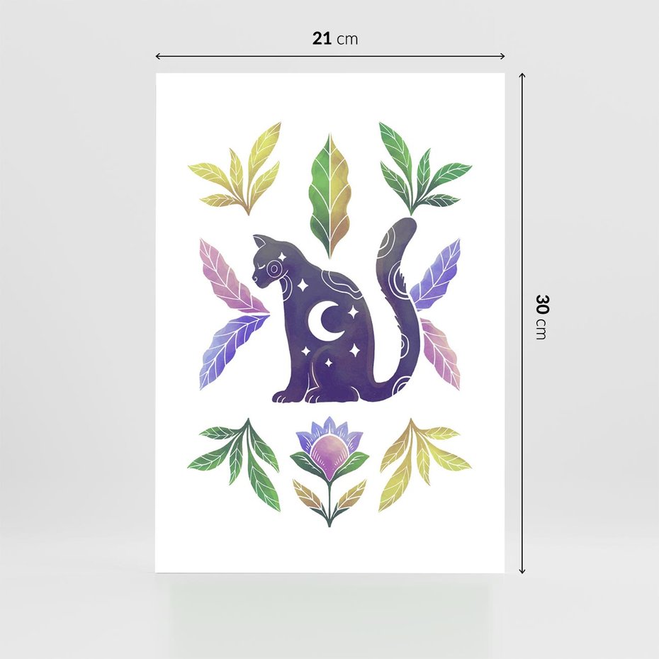 Plakat bez ramy 21x30 - Migotliwa Przestrzeń - boho kot, plakat