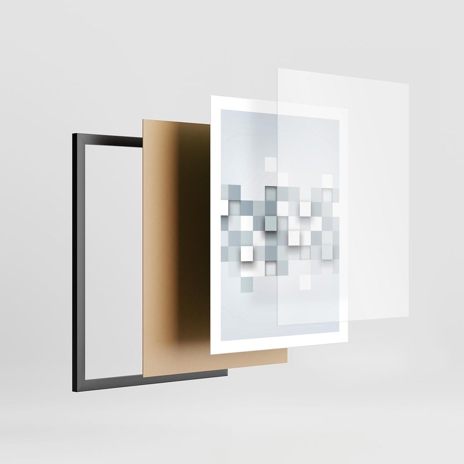 Plakat w ramie 50x70 - Trójwymiarowe formy geometryczne - geometria, 3D - rama czarna