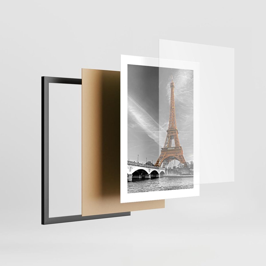 Plakat w ramie 30x40 - Echa Wieży Eiffla - wieża, Eiffla - rama czarna