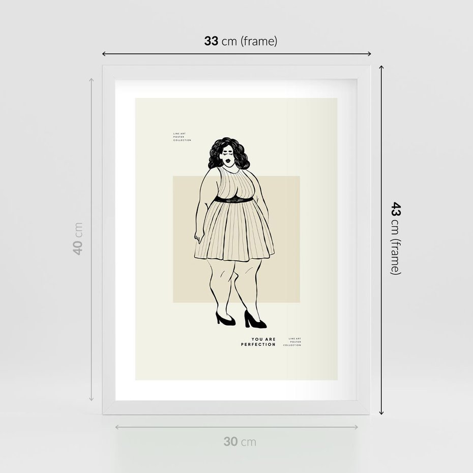 Plakat w ramie 30x40 - Ekspresja Wewnętrznych Emocji - kobieta, samoakceptacja - rama biała