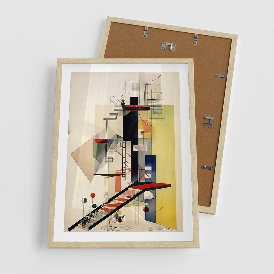 Plakat w ramie 50x70 - Kolorowe Wnętrza Inspiracji - abstrakcyjny obraz, jak kandinsky - rama drewno