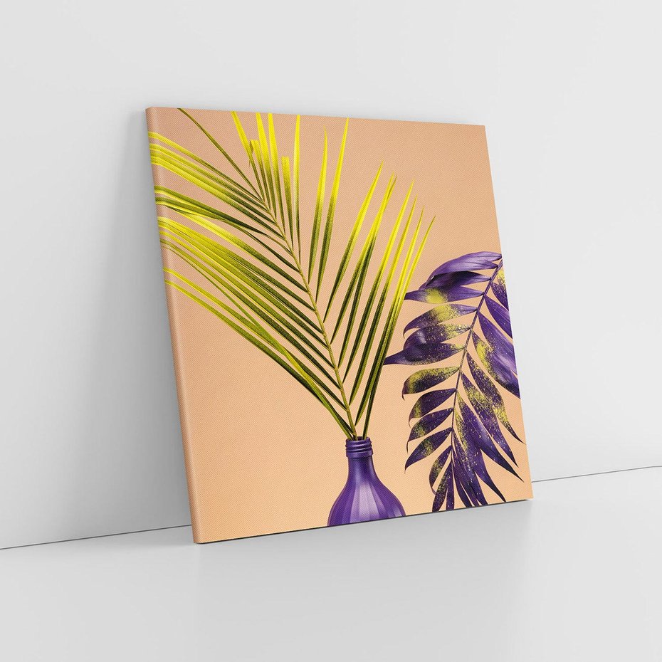 Obraz na płótnie 30x30 - Delikatne Piękno - palma, pastele