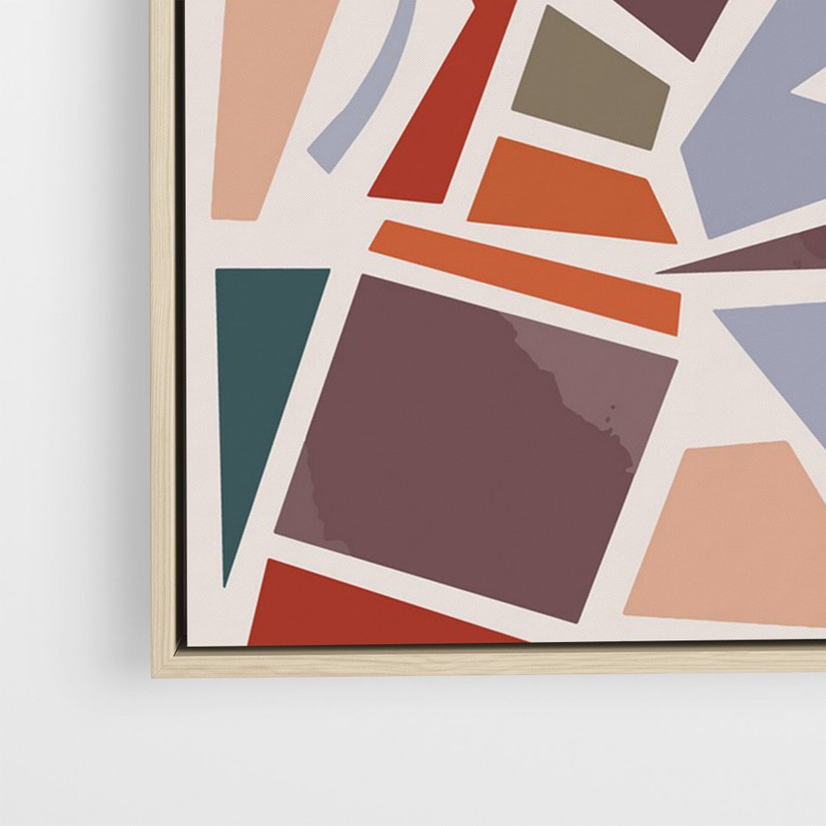 Obraz w ramie 50x70 - Intrygujące Rozbicie - gemoetryczne kształty, mozaika - rama drewno