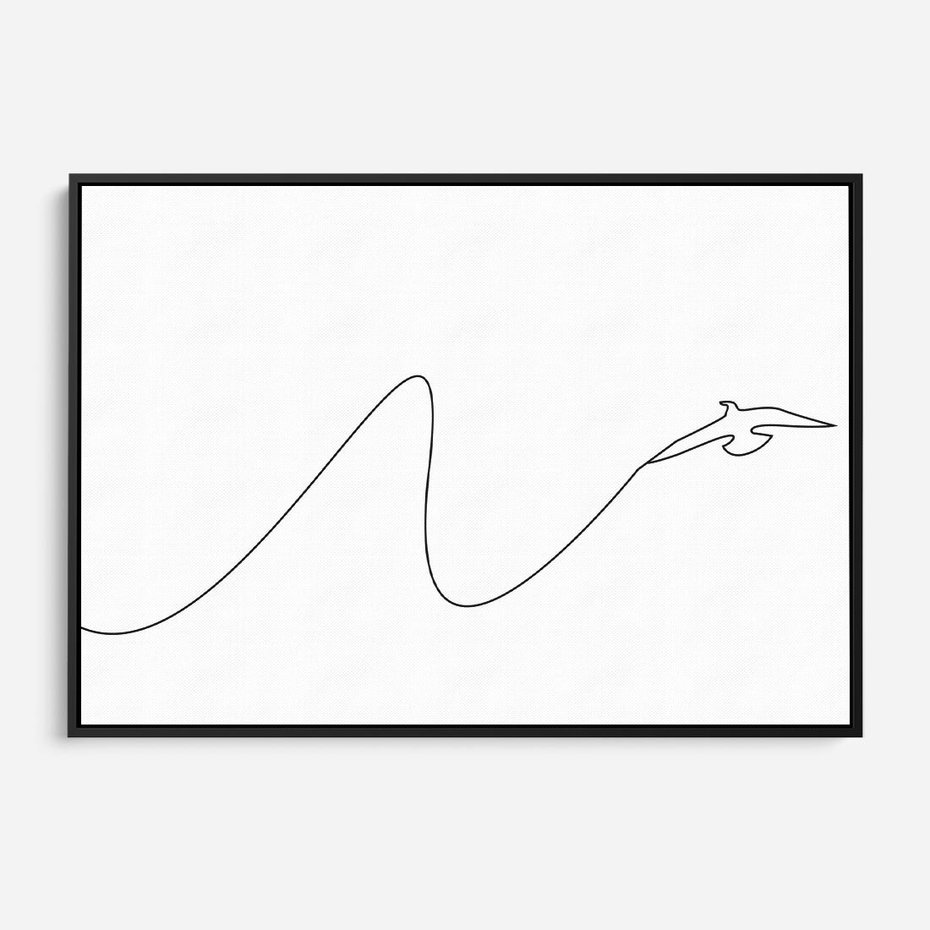 Obraz w ramie 70x50 - Ptasia Linia - ptak, jaskółka - rama czarna