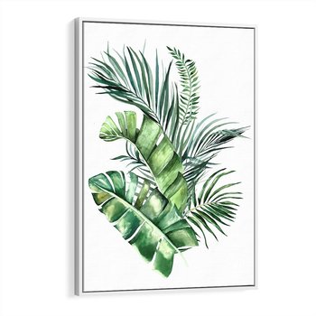 Obraz w ramie 80x120 - Piękno Złotej Rośliny - złote, liście - rama biała