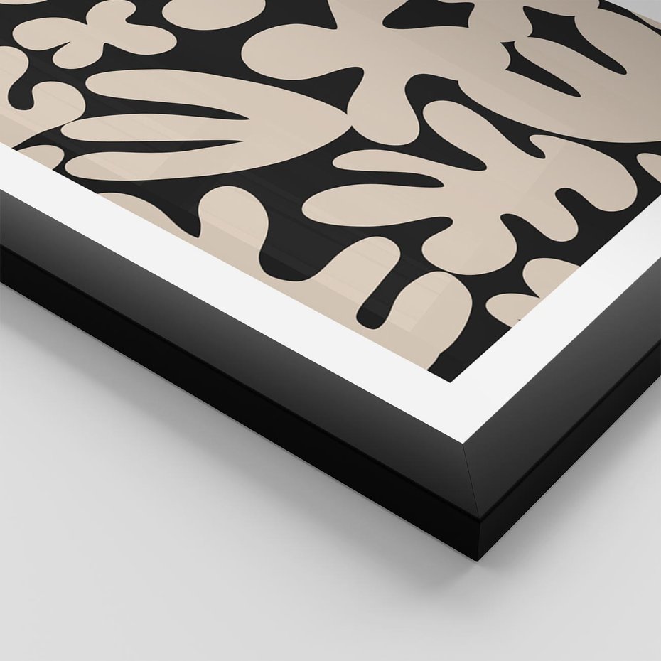 Plakat w ramie 50x70 - Księga Ukrytych Widoków - abstrakcyjne czarno białe formy, minimalizm - rama czarna