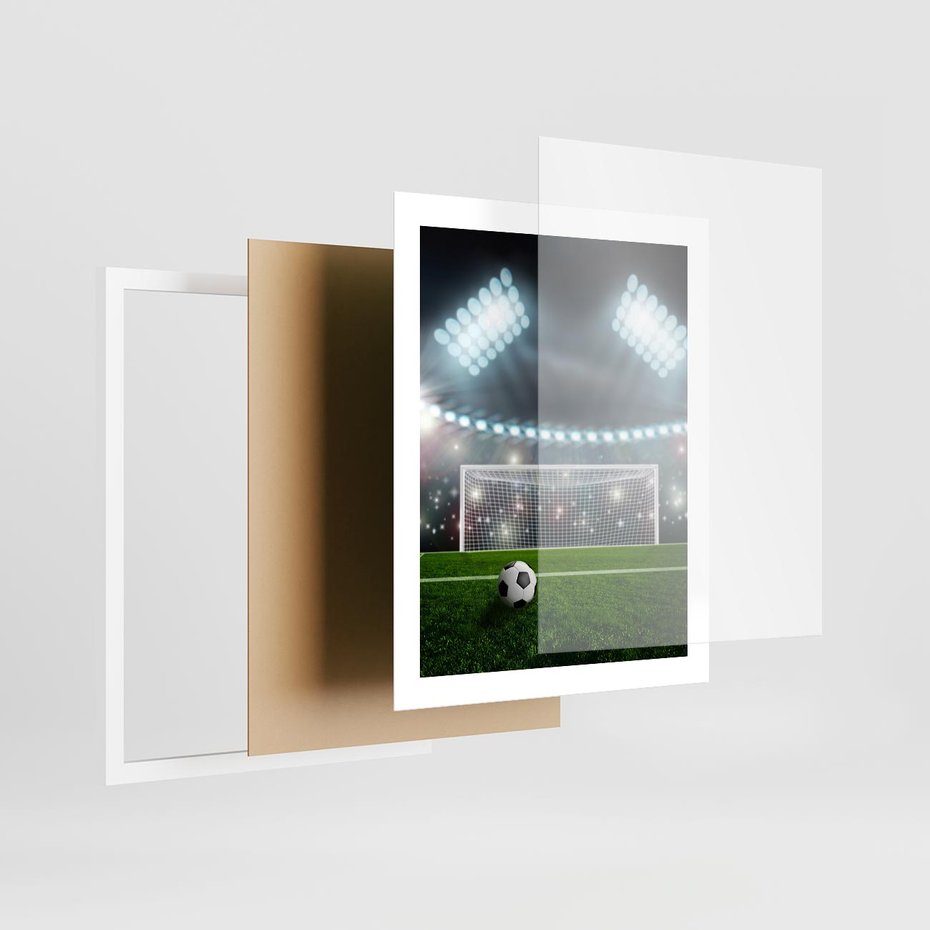 Plakat w ramie 40x50 - Strzał do bramki - piłka, nożna - rama biała
