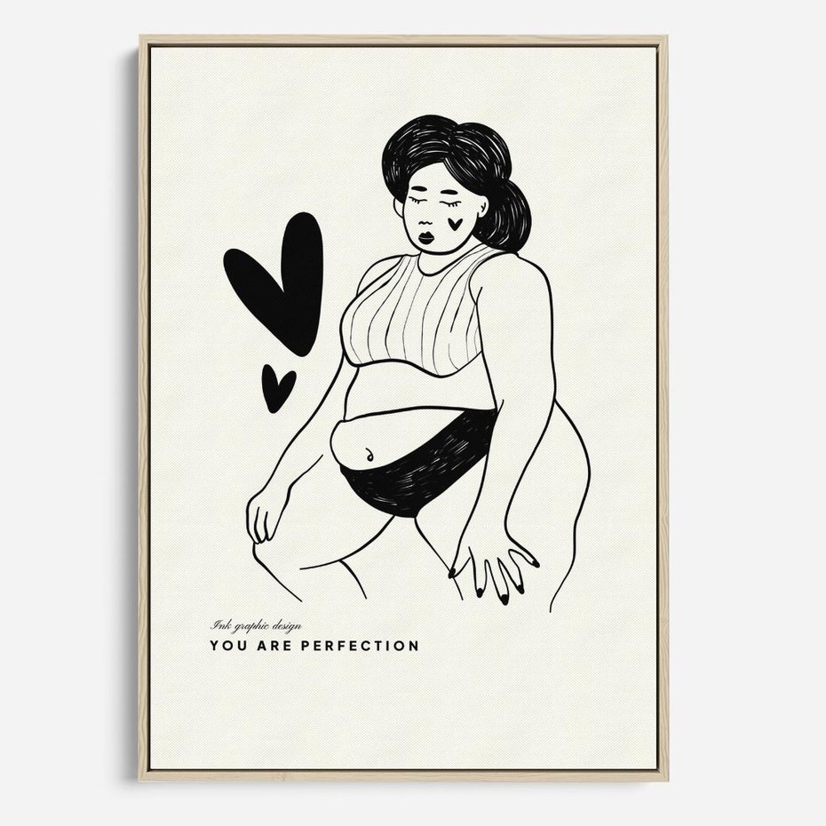 Obraz w ramie 50x70 - Wyrażenie Piękna - rysunek, sztuka nowoczesna - rama drewno